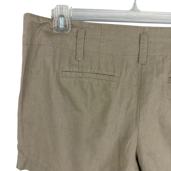 Ann Taylor Shorts Women's 14 Linen Blend High Rise Pleated Pockets 4" Inseam Tan - Picture 5 of 13